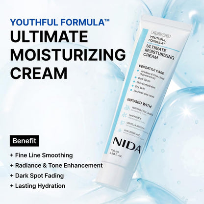 Youthful Formula™ Ultimate Moisturizing Cream | Centella Asiatica, Niacinamide, Hyaluronic Acid, Collagen | Wrinkles, Fine Lines, Dark Spots, Dry Skin, Redness | 3.38 Fl. Oz., 100Ml