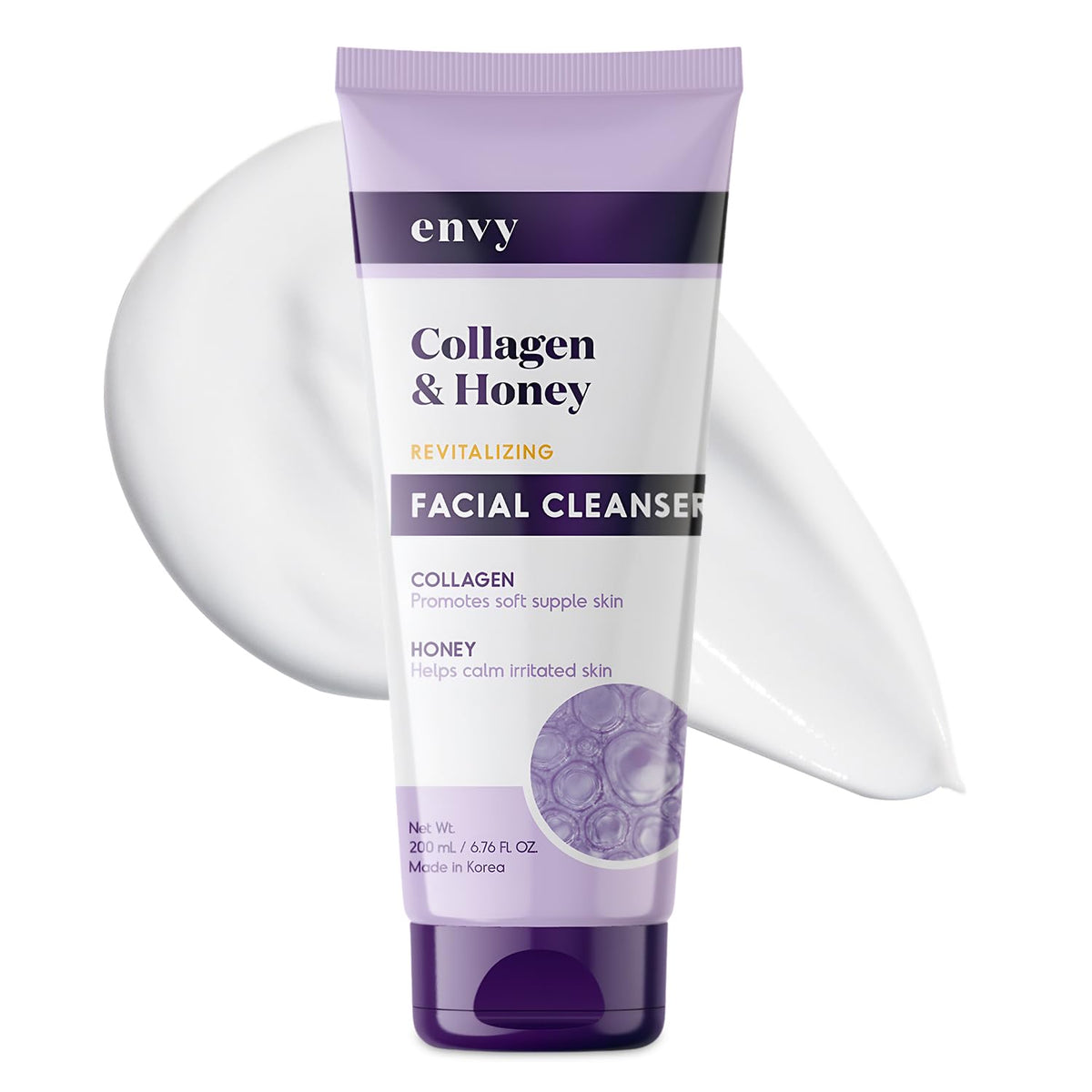 Facial Cleanser with Collagen & Honey - Reduces Fine Lines, Wrinkles & Hydrating - Clean, Cruelty-Free Korean Skin Care for All Skin Types - Dermatologist Tested - 6.76 Oz