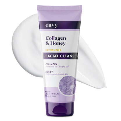 Facial Cleanser with Collagen & Honey - Reduces Fine Lines, Wrinkles & Hydrating - Clean, Cruelty-Free Korean Skin Care for All Skin Types - Dermatologist Tested - 6.76 Oz