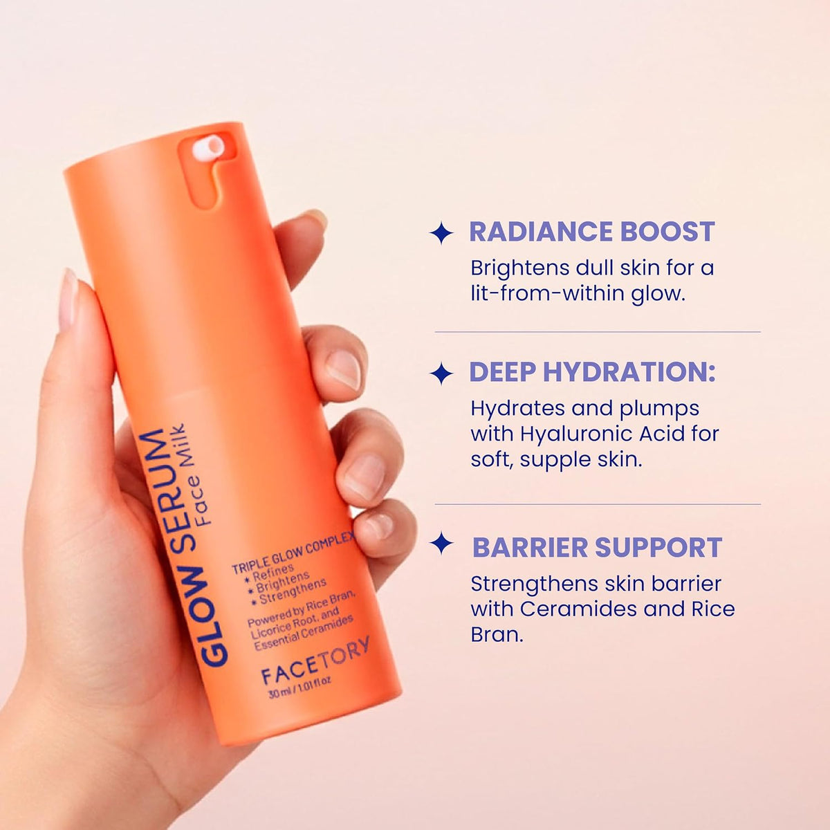 Glow Serum Face Milk – Hydrating Korean Skincare | Face Serum with Rice Bran, Licorice Root & Ceramides | Absorbs Quickly, Softens & Smooths Skin, 30Ml